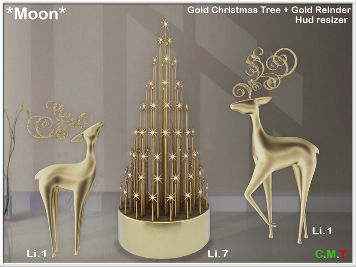 *Moon* Gold Christmas Tree + Gold Reinder