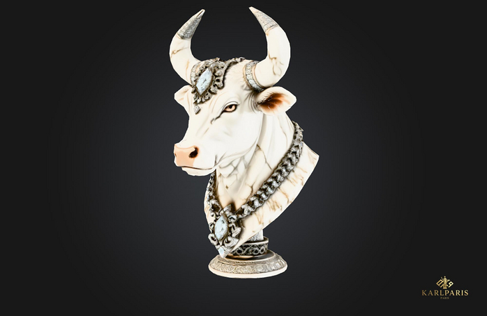 Opulent Bull Bust – Regal Animal Decor Sculpture