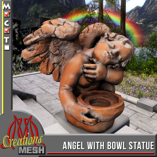 Angel with Bowl CM box, plants or holy water...