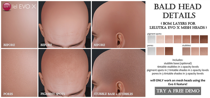 Izzie's - Bald Head Details (Evo X BOM)
