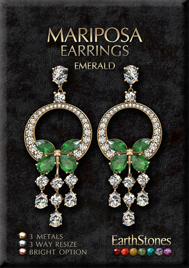 EarthStones Mariposa Earrings ~ Emerald