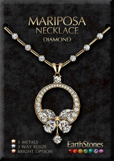 EarthStones Mariposa Necklace ~ Diamond