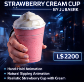 Strawberry Cream Cup by Jubaerk – Realistic Drink with Hold & Sipping Animation (Copy/Transfer)