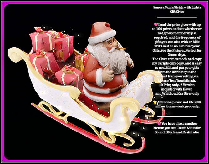 Sunora Santa Sleigh with Lights Gift Giver
