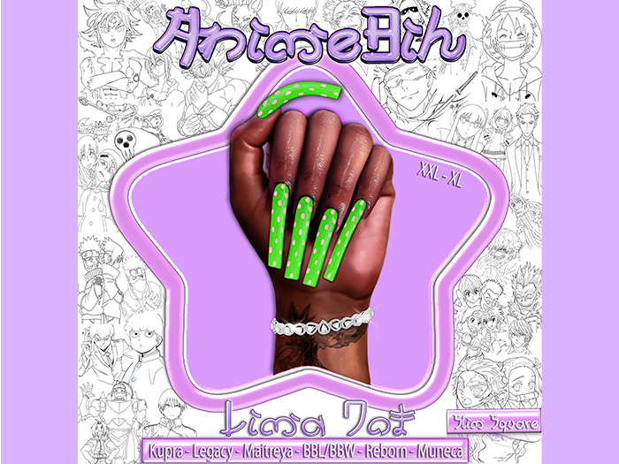 AnimeBih- Lima Dot Set' Slim Square Nails