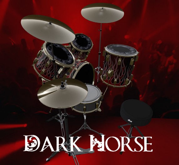 DHA Rolande Drum Kit Black Red Flames C/M (Box)