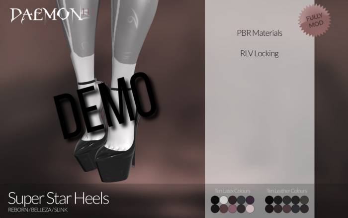 [Daemon115] Super Star Heels DEMO - PBR - eBody Reborn / Belleza / Slink