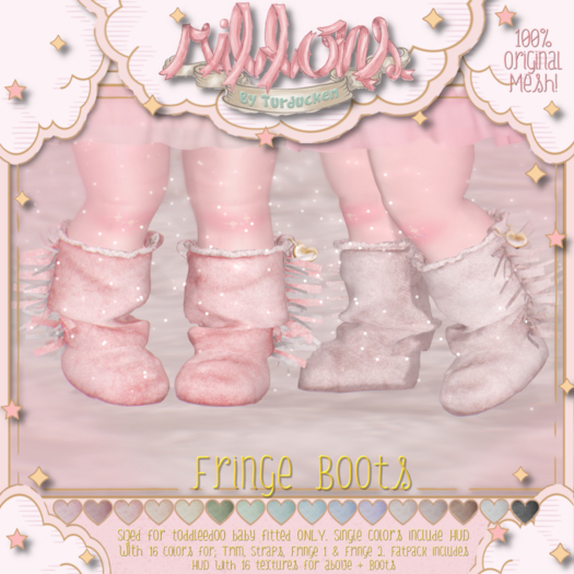{Ribbons} Fringe Boots - Pink {Box}