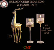 *LKK* Golden Christmas Stag & Candle Set