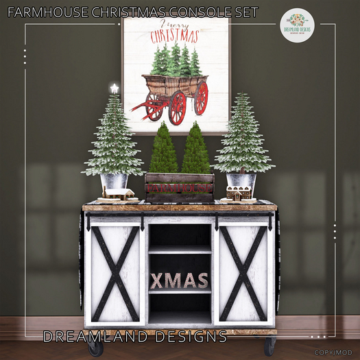 DD Farmhouse Christmas Console Table Set Boxed