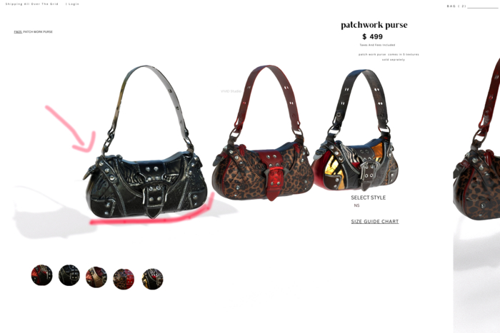 VIVID -  PATCH WORK CC Purse (GOTH)