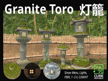PBR Japanese Toro Lantern Set with Moss, Japanese Garden