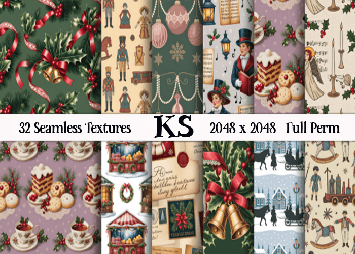 CHRISTMAS VINTAGE FULL PERM TEXTURES ADD