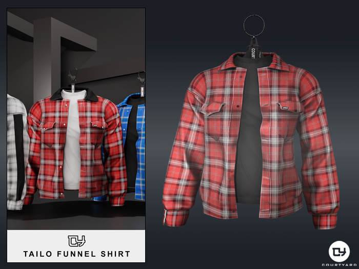 '' COURTYARD '' TAILO FUNNEL SHIRT - RED