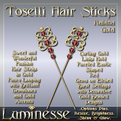 TOSELLI Rabina Hair Sticks OP - Red Gold