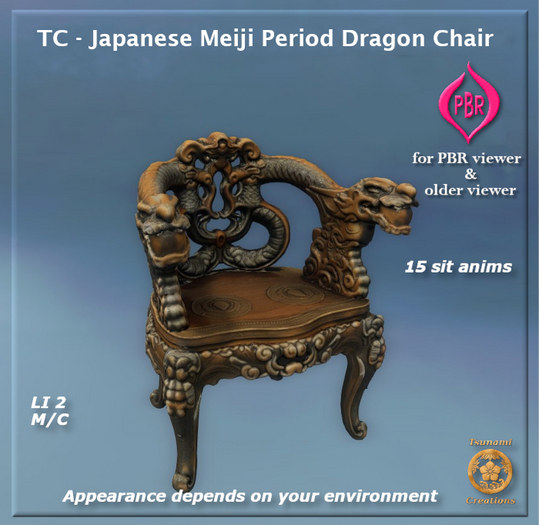 TC - Japanese Meiji Period Dragon Chair 