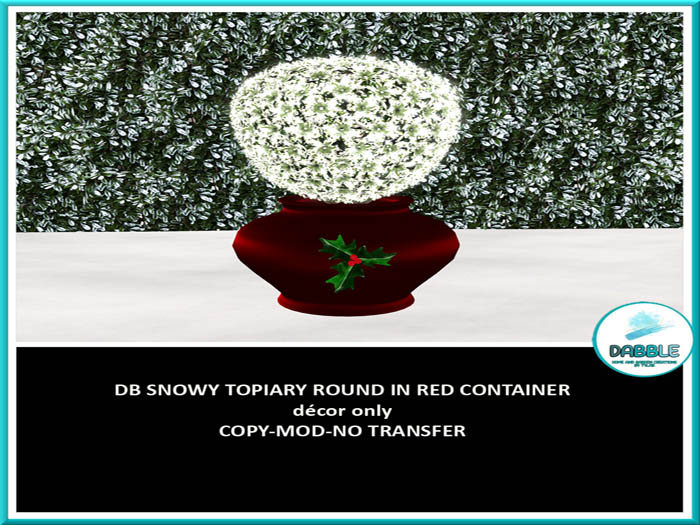 DB SNOWY TOPIARY ROUND IN RED CONTAINER  add me