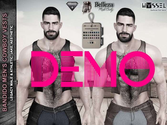 (HASSEL) DEMO BANDIDO MEN'S RANGE RIDER COWBOY LEATHER VESTS LEGACY MALE & ATHLETIC, JAKE, AESTHETIC 501