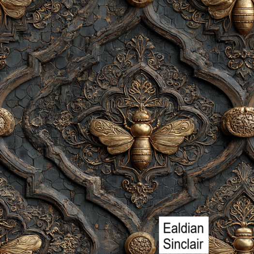 Carved Paneling With Gilded Bees Seamless Texture
