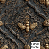 Carved Paneling With Gilded Bees Seamless Texture