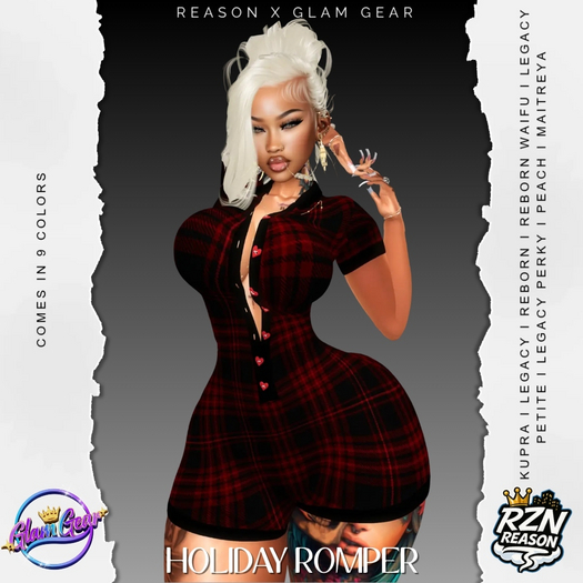 [RZNXGLAM] ~  HOLIDAY ROMPER RED/BLK PLAID UNPACKER