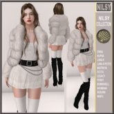 WHITE FAUX FUR OUTFIT WITH BOOTS&STOCKINGS