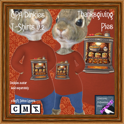GPA Dinkies T-Shirt BOM - Thanksgiving Pies Print v.2