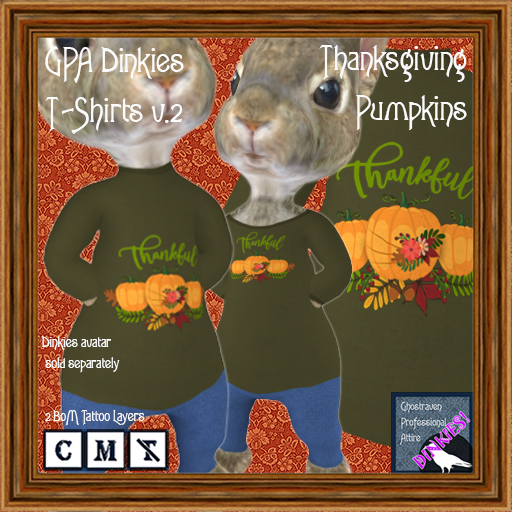 GPA Dinkies T-Shirt BOM - Thanksgiving Pumpkins Print v.2