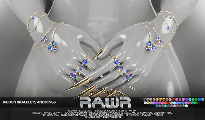 RAWR! Ribbon Bracelets and Rings (add me)