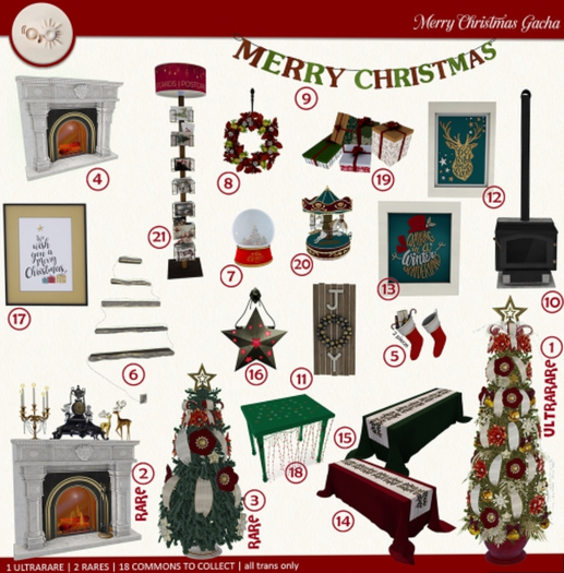 2. rojo - Merry Christmas - Fireplace Decorated 15 Li RARE