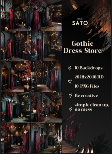 SATO - Gothic Dress Store backdrops (UNPACK)