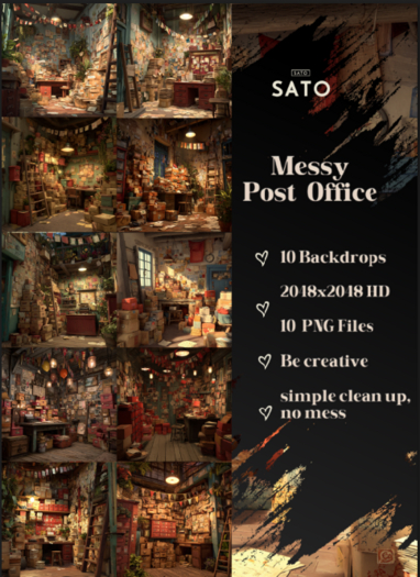 SATO - Messy Post Office backdrops (UNPACK)