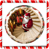 Christmas Santa Spiral Stairway Round Rug