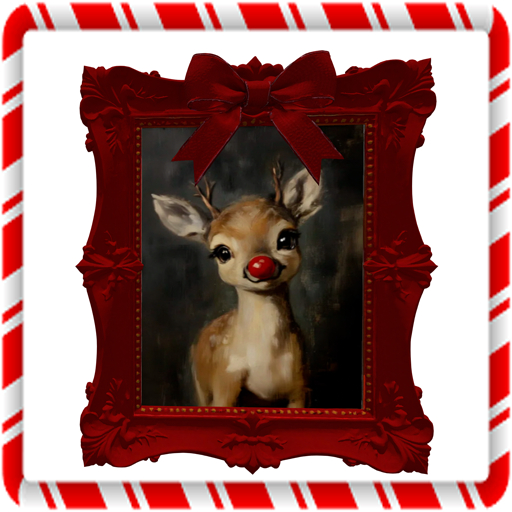 Ornate Red Holiday Frame Rudolf