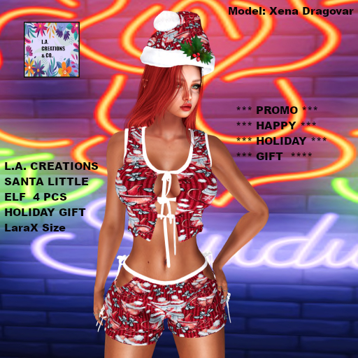 ***  PROMO PRICE ** HAPPY HOLIDAY GIFT  ** 1L **  L.A.CREATIONS SANTA LITTLE ELF OUTFIT LaraX Size