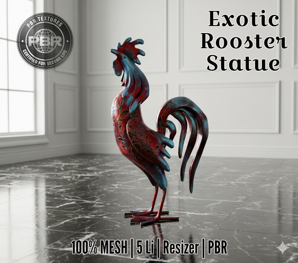 Exotic Rooster Statue