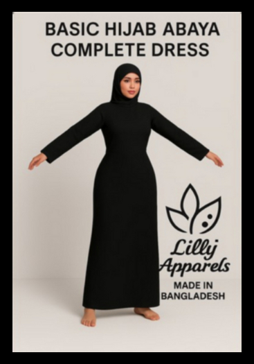 basic hijab complete dress black