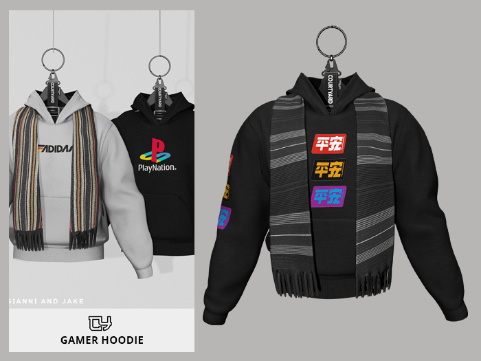 '' COURTYARD '' GAMER HOODIE - BLACK