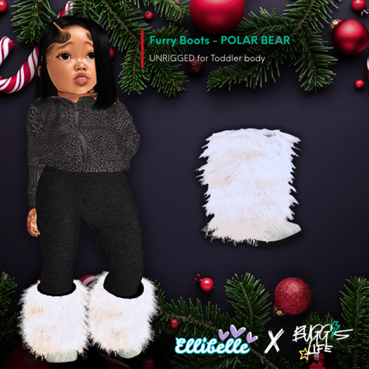 ELLIBELLE - RESIZEABLE - Furry Boot - POLAR BEAR