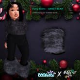 ELLIBELLE - RESIZEABLE - Furry Boots - GRISLY BEAR