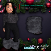 ELLIBELLE - RESIZEABLE - Furry Boots - GRISLY CHEETAH