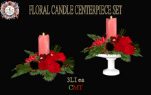 *LKK* Red Floral Candle Centerpiece Set