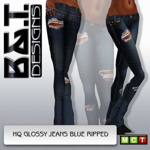 :.<B&T>.: Glossy Jeans - Blue Ripped