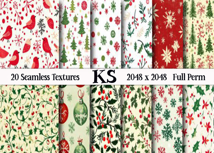 CHRISTMAS SEAMLESS 25 FULL PERM TEXTURES 
