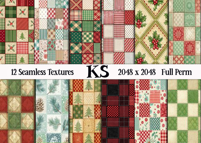 CHRISTMAS SEAMLESS 15 FULL PERM TEXTURES 