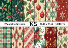 CHRISTMAS SEAMLESS 5 FULL PERM TEXTURES ADD