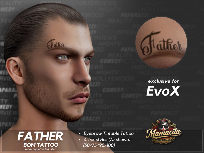 Father - EvoX Right Eyebrow BOM Tintable Tattoo