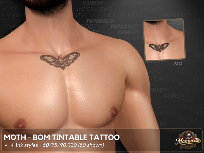 Moth - Upper Body Tattoo (BOM Tintable)