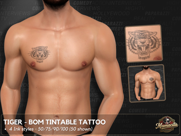 Tiger - Chest Tattoo (BOM Tintable)