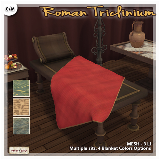 [V/W] The Roman Triclinium - Ancient Rome chaise longue, multiple blanket options